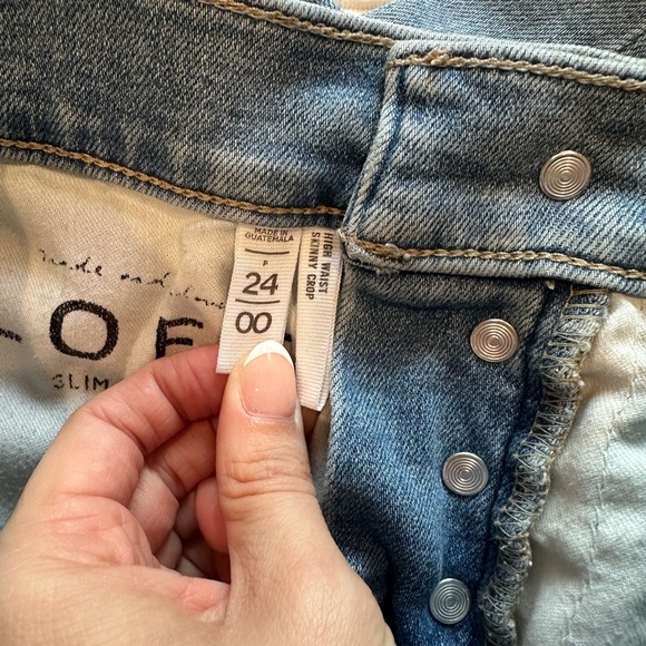 LOFT High-Waisted Button fly Distressed hem Jeans - Picture 4 of 6